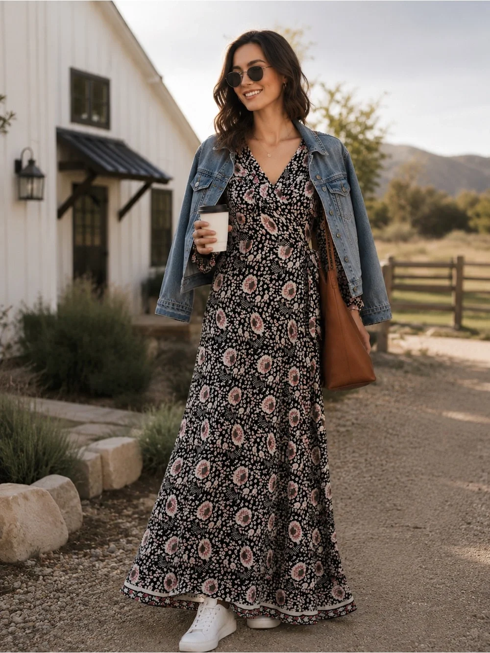 Natalie Martin Danika Floral Wrap Maxi Dress XS Vintage Flowers Long Sleeve Boho - Picture 7 of 8